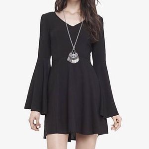 Express Black Fit & Flare Bell Sleeve Mini Dress